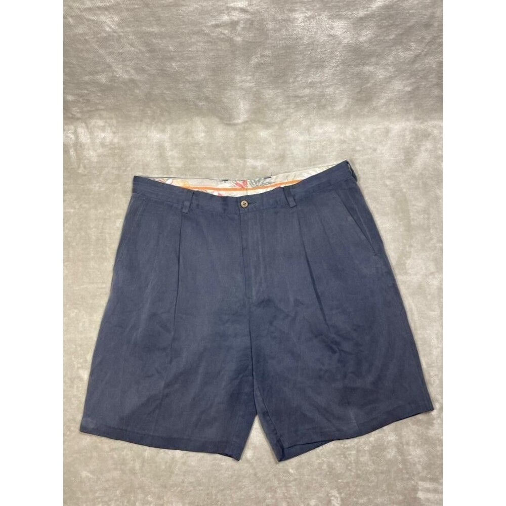 Tommy Bahama Pleated Shorts Men Size 36 Silk Gray Casual Hawaiian Relax